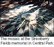 The mosaic at the Strawberry Fields memorial in Central Park.